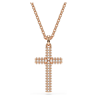 swarovski insigne pendant  cross  white  18k rose gold finish