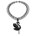 swarovski swan choker and brooch crystal pearl swan black ruthenium plated