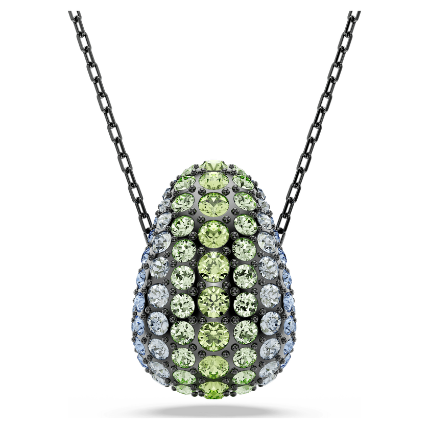 swarovski sublima pendant  round cut  multicolored  ruthenium plated