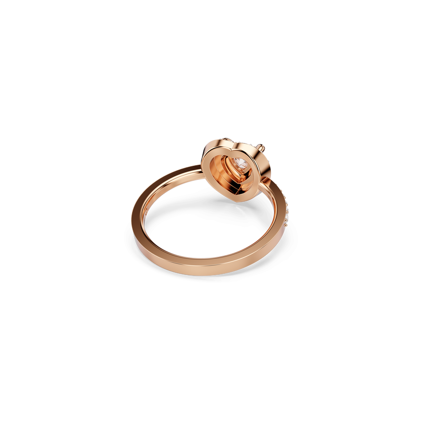 swarovski one motif ring  heart cut  pav   heart  pink  18k rose gold finish