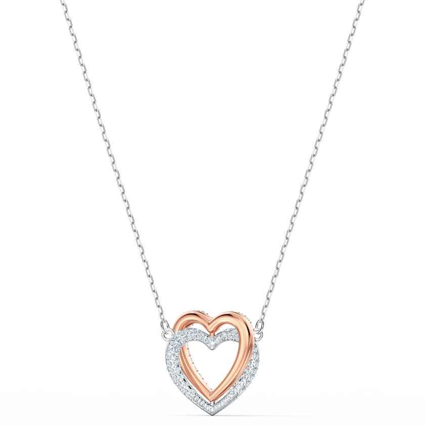 swarovski infinity heart necklace  white  mixed metal finish