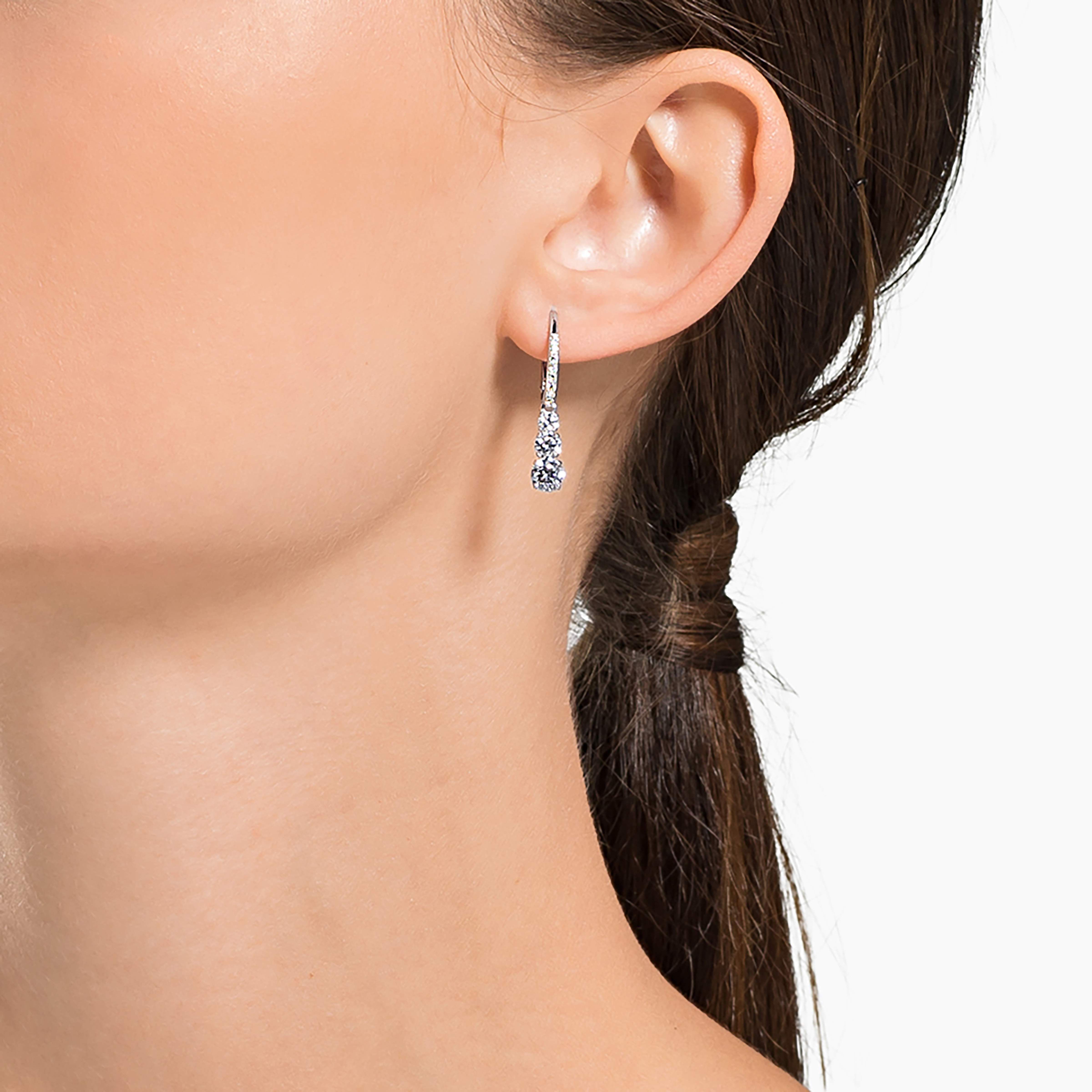 Buy Swarovski Stilla Attract hoop earrings Round cut White Rhodium plated