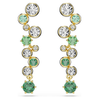 swarovski constella drop earrings mixed cuts green gold tone plated