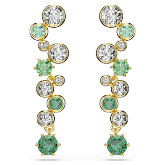 swarovski constella drop earrings  mixed cuts  green  gold tone plated
