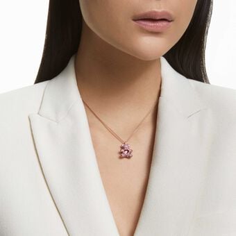swarovski teddy pendant  bear  pink  18k rose gold finish