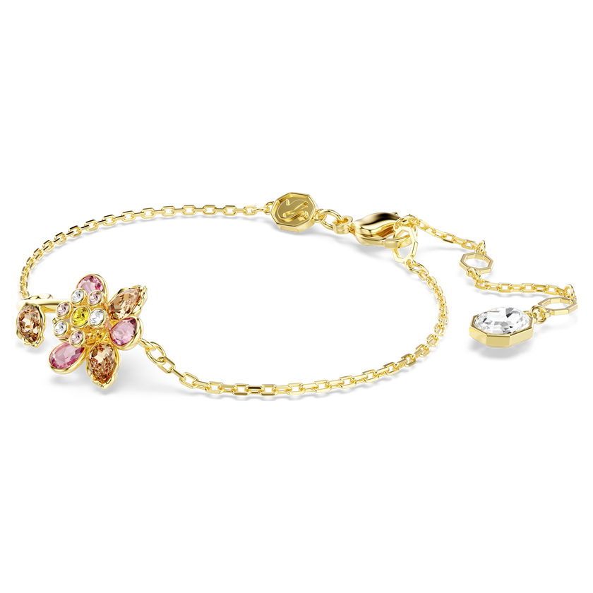 swarovski idyllia bracelet  mixed cuts  flower  multicolored  gold tone plated