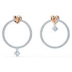 Lifelong Heart Hoop Pierced Earrings, White, Mixed metal finish