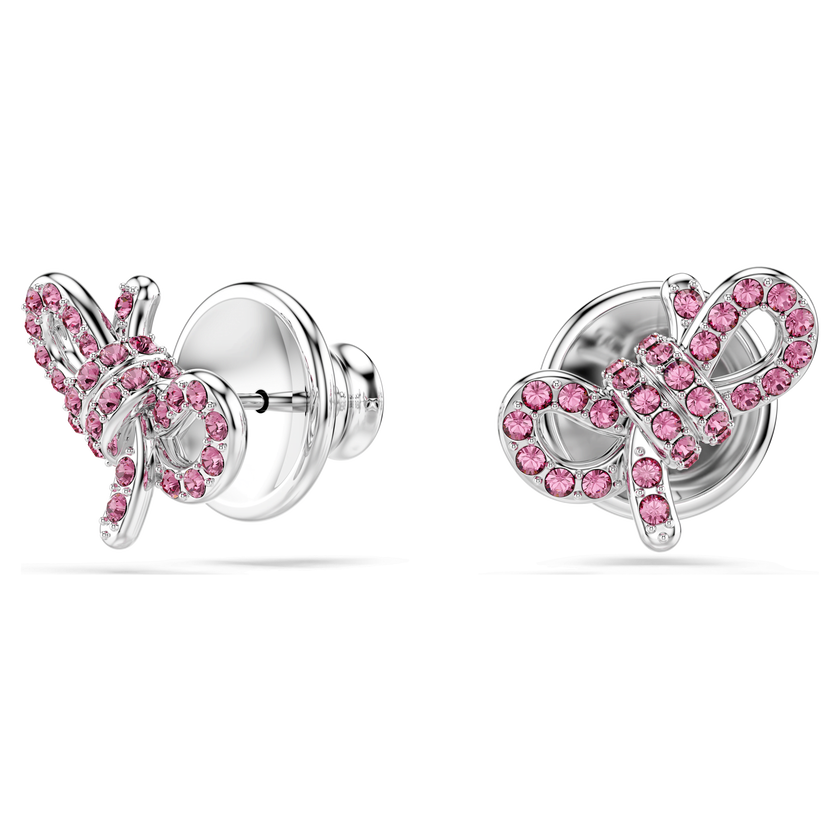swarovski lifelong bow stud earrings  bow  pink  rhodium plated