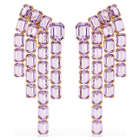 swarovski millenia clip earrings octagon cut chandelier purple gold tone plated