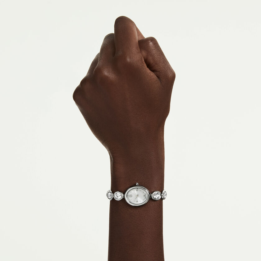 swarovski imber oval watch  swiss made  metal bracelet  silver tone  stainless steel