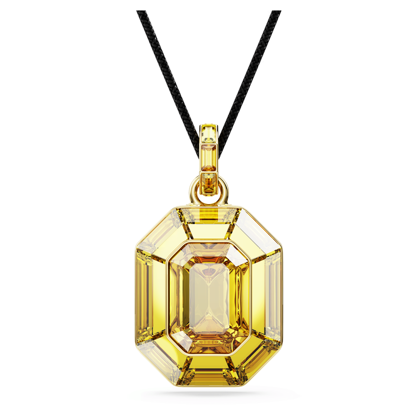 swarovski lucent pendant  octagon shape  yellow  gold tone plated