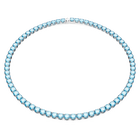 swarovski matrix tennis necklace round cut blue rhodium plated