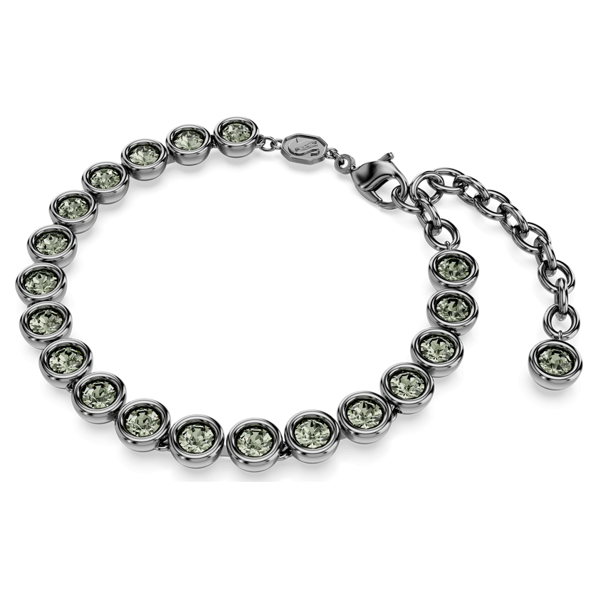 swarovski imber tennis bracelet  round cut  black  ruthenium plated