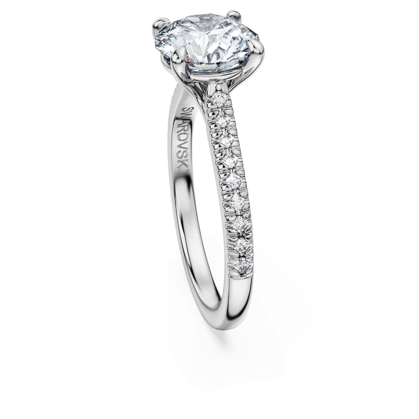 swarovski eternity solitaire ring  lab grown diamonds 2 2 ct tw  round shape  18k white gold