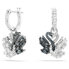 swarovski swan drop earrings swan black rhodium plated