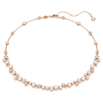 swarovski constella necklace  round cut  white  18k rose gold finish