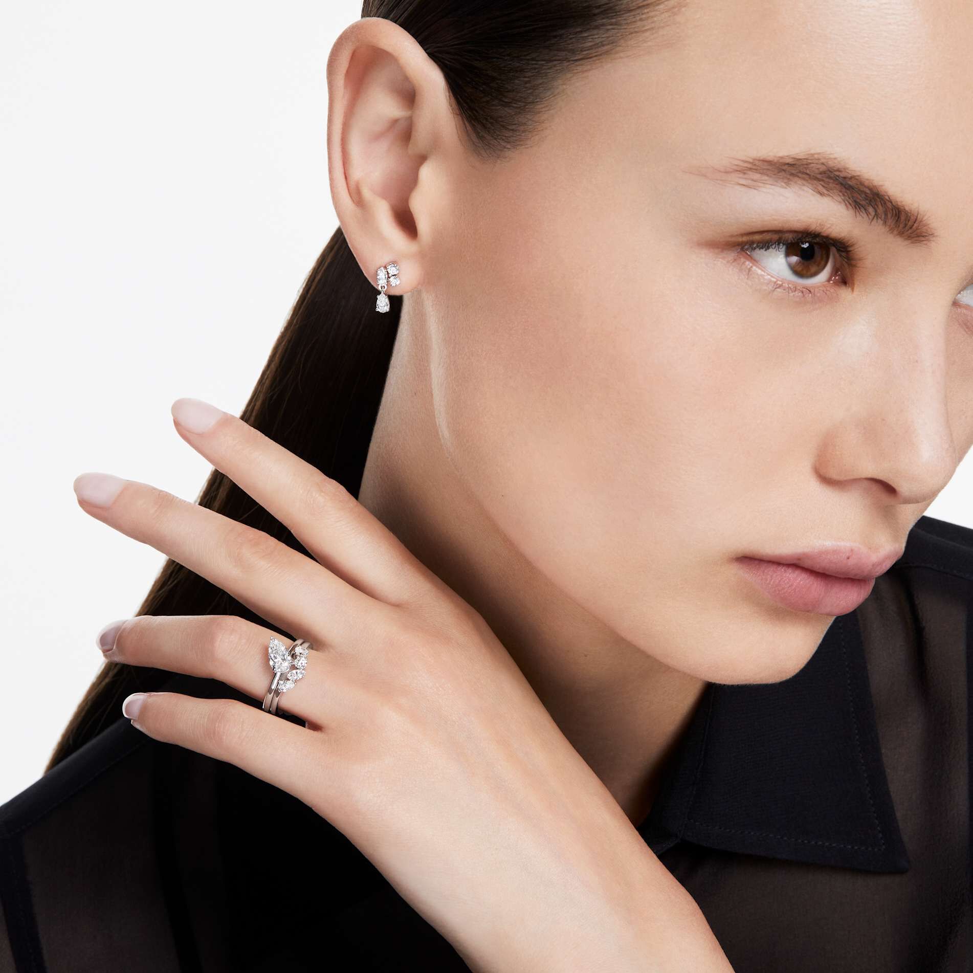 swarovski galaxy ring  laboratory grown diamonds 1 4 ct tw  18k white gold