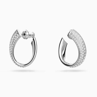 Exist hoop earrings, Small, White, Rhodium plated