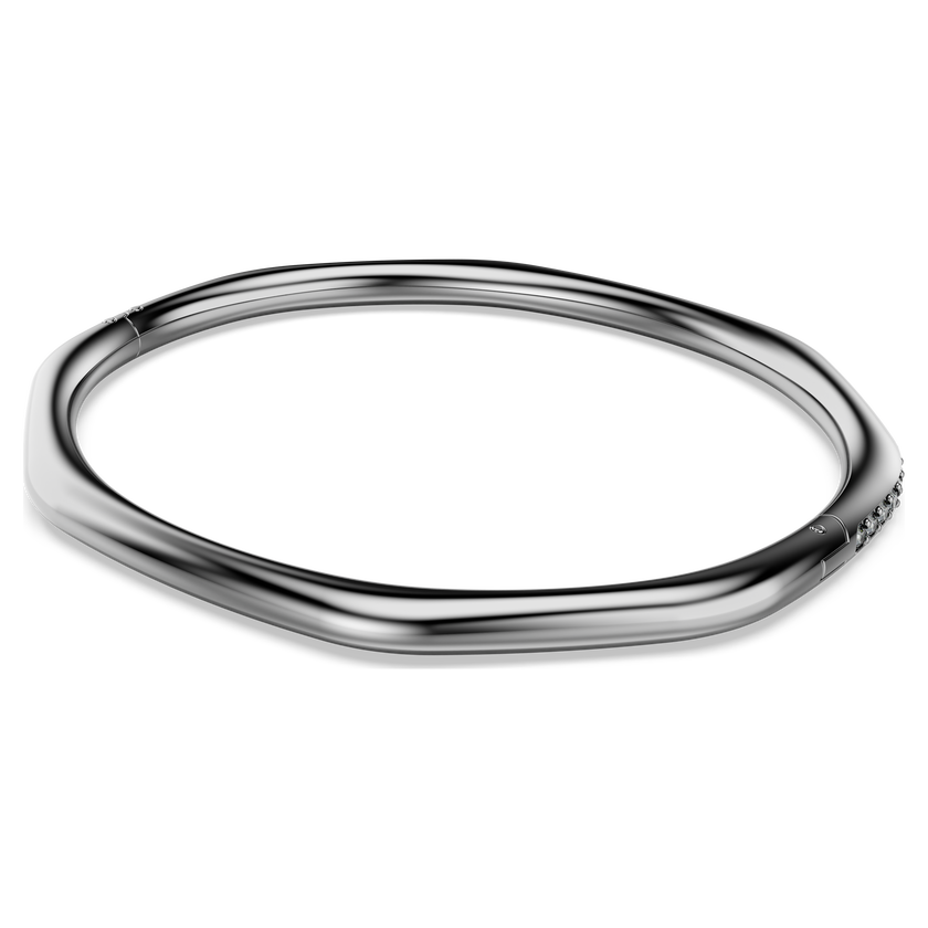 swarovski dextera bangle  octagon shape  round cut  white  ruthenium plated