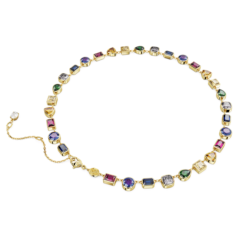 swarovski imber tennis necklace  mixed cuts  multicolored  gold tone plated