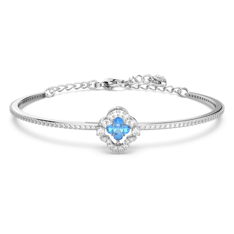 swarovski una bangle  clover  blue  rhodium plated