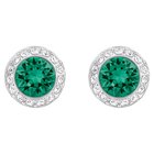 Angelic Pierced Earrings, Green, Rhodium Plating