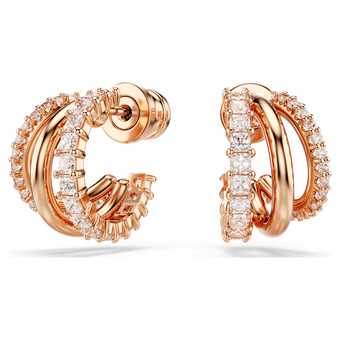 swarovski hyperbola hoop earrings mixed cuts mini white rose gold tone plated