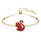 【SWAROVSKI】5649774 Swan Red Bangle Medium Bracelet Swan bangle, Swan, Medium, Red, Gold-tone plated | Swarovski