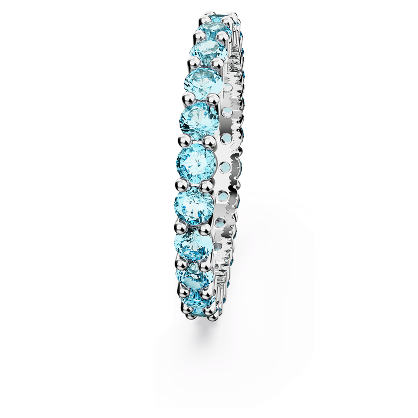 swarovski matrix ring  round cut  blue  rhodium plated