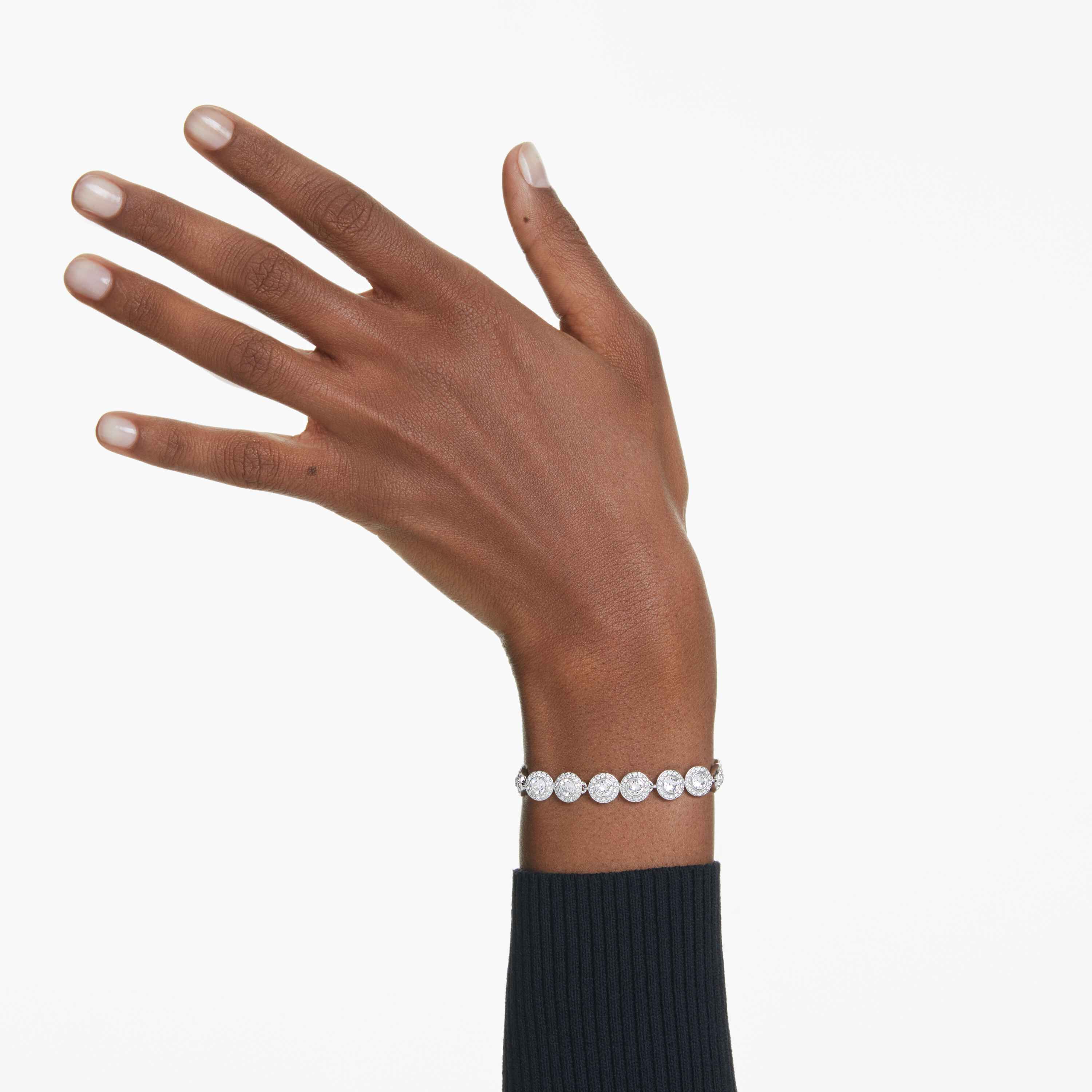 swarovski una angelic tennis bracelet  round cut  white  rhodium plated