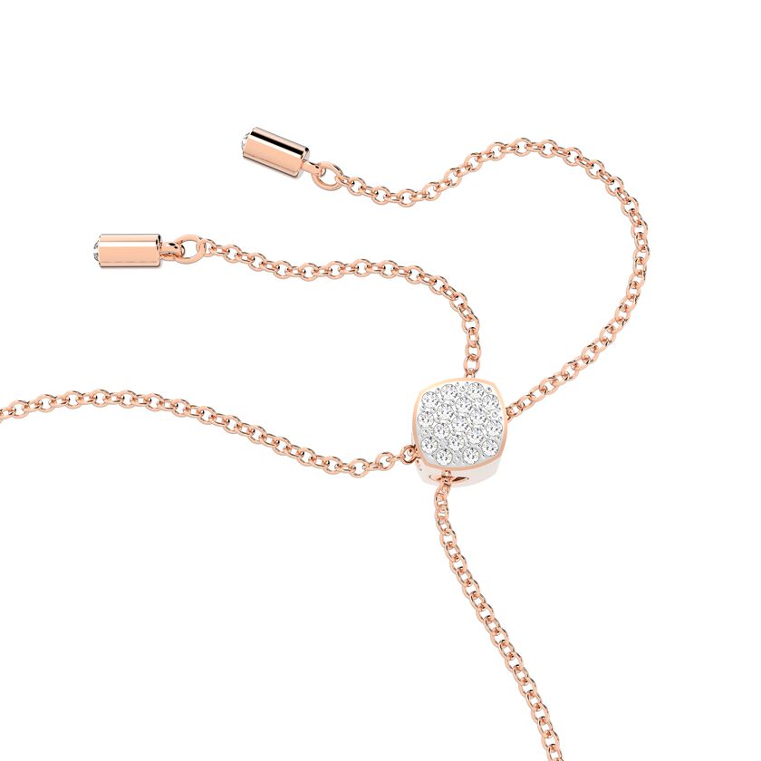 Lilia bracelet, Butterfly, White, Rose-gold tone plated