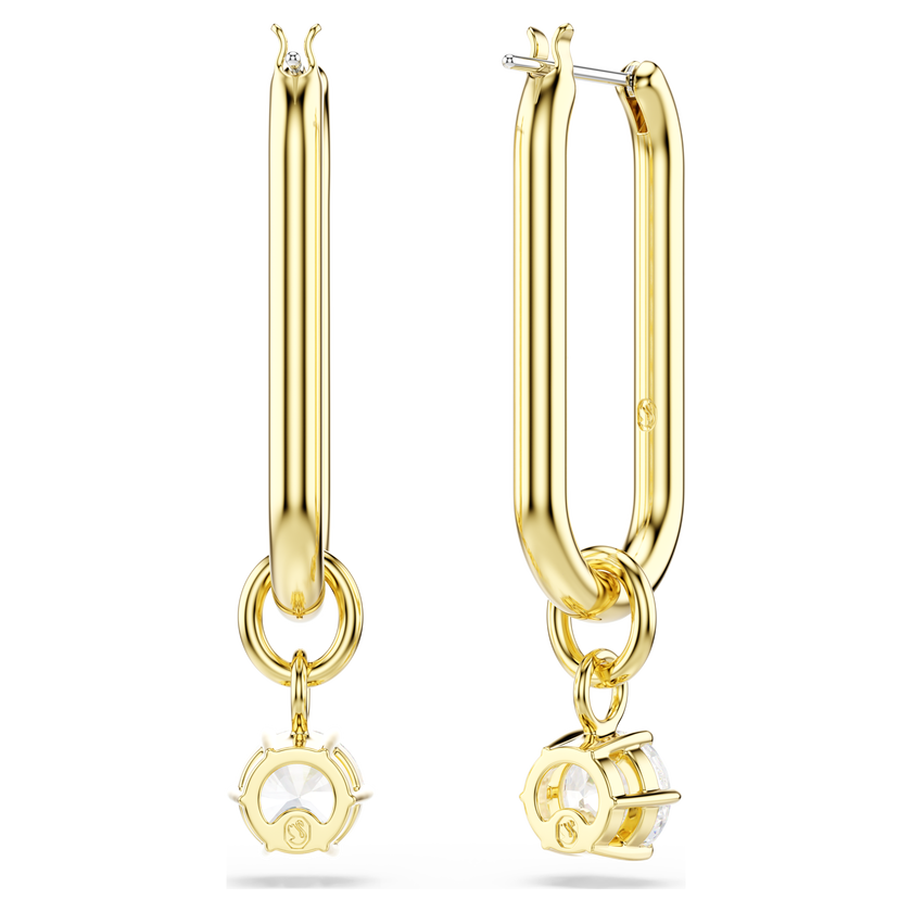 swarovski constella drop earrings  round cut  white  gold tone plated