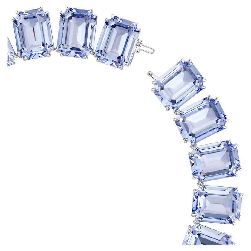 swarovski millenia tennis necklace  octagon cut  blue  rhodium plated