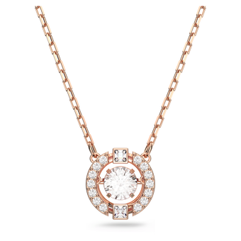 swarovski una necklace  round cut  white  rose gold tone plated