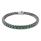swarovski matrix tennis bracelet  round cut  green  ruthenium plated