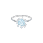 Olive Ring, Aqua, Rhodium plating