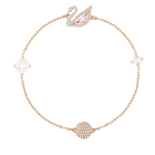 Dazzling Swan Bracelet, Multi-colored, Rose gold plating