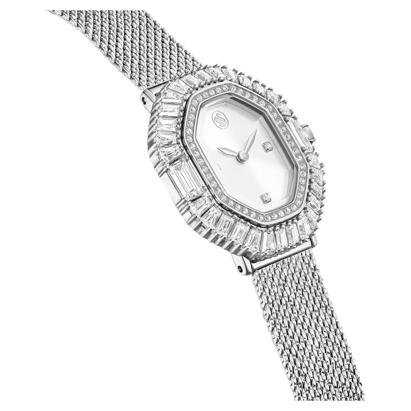 swarovski matrix octagon watch  metal bracelet  silver tone  stainless steel