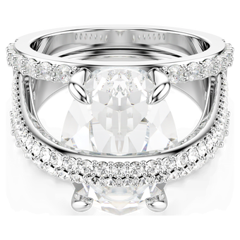 swarovski hyperbola cocktail ring mixed cuts white rhodium plated