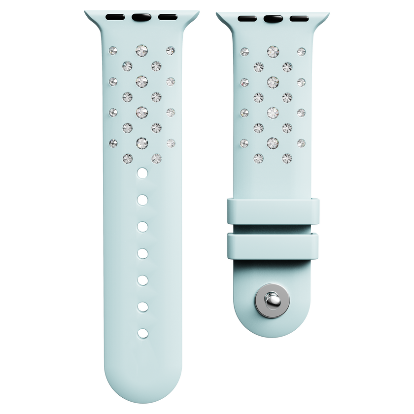 swarovski watch strap  silicone with stitching  green  stainless steel