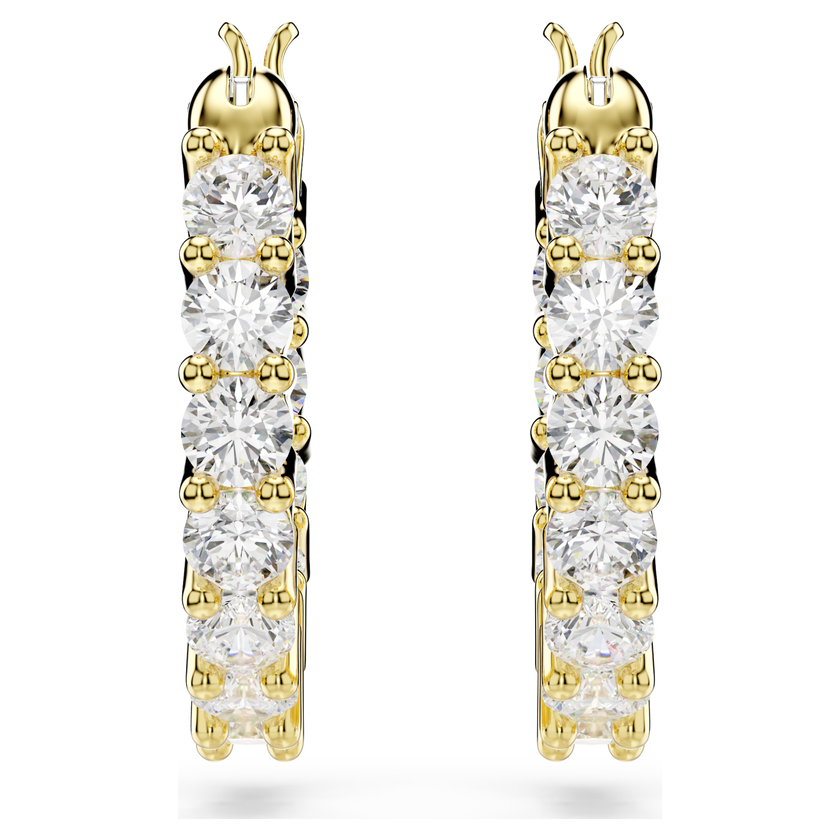swarovski matrix vittore hoop earrings  round cut  white  18k gold finish