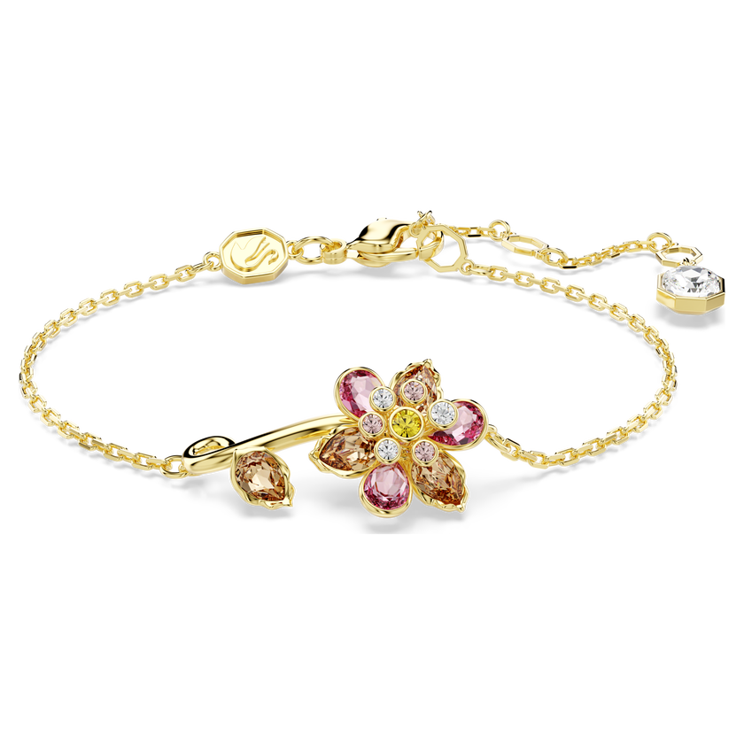 swarovski idyllia bracelet  mixed cuts  flower  multicolored  gold tone plated