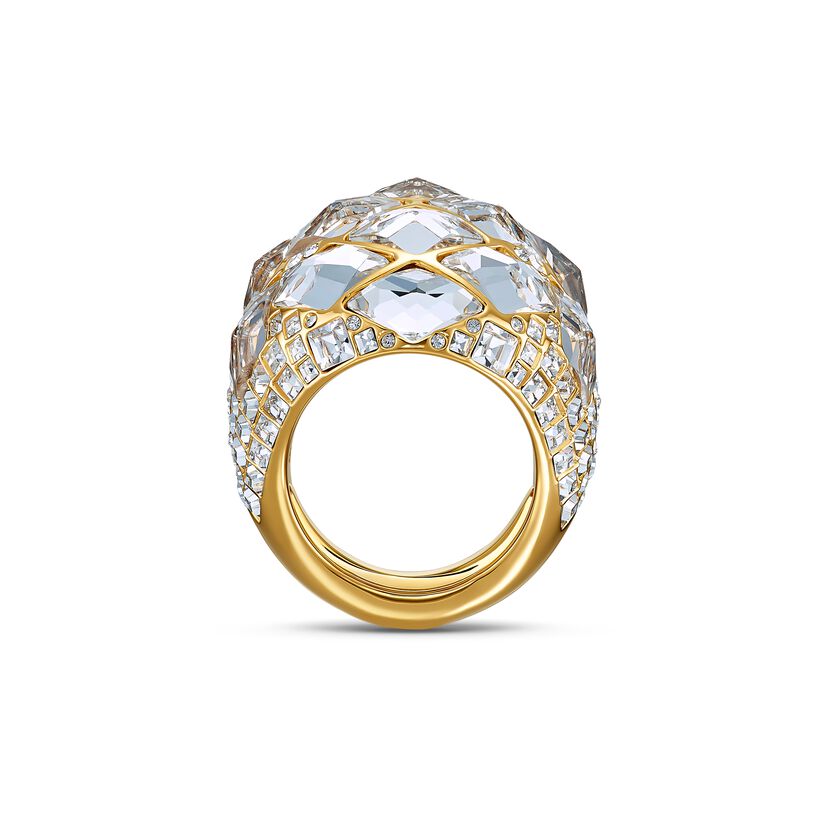 Tropical Ring, White, Gold-tone plated