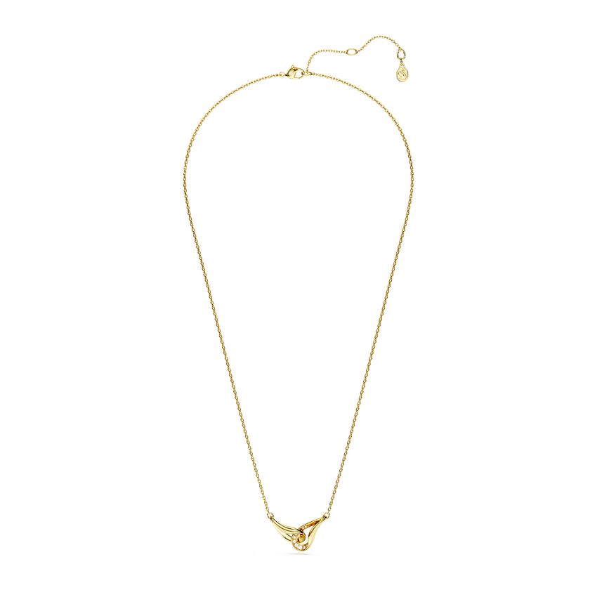 swarovski classica pendant  round cut  interlocking  white  sterling silver  18k gold finish