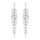 Mayfly Pierced Earrings, Long, White, Rhodium Plating