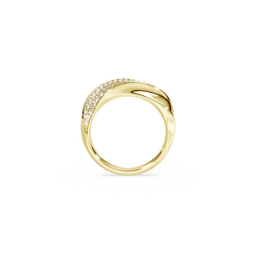 swarovski classica band ring  round cut  white  sterling silver  18k gold finish
