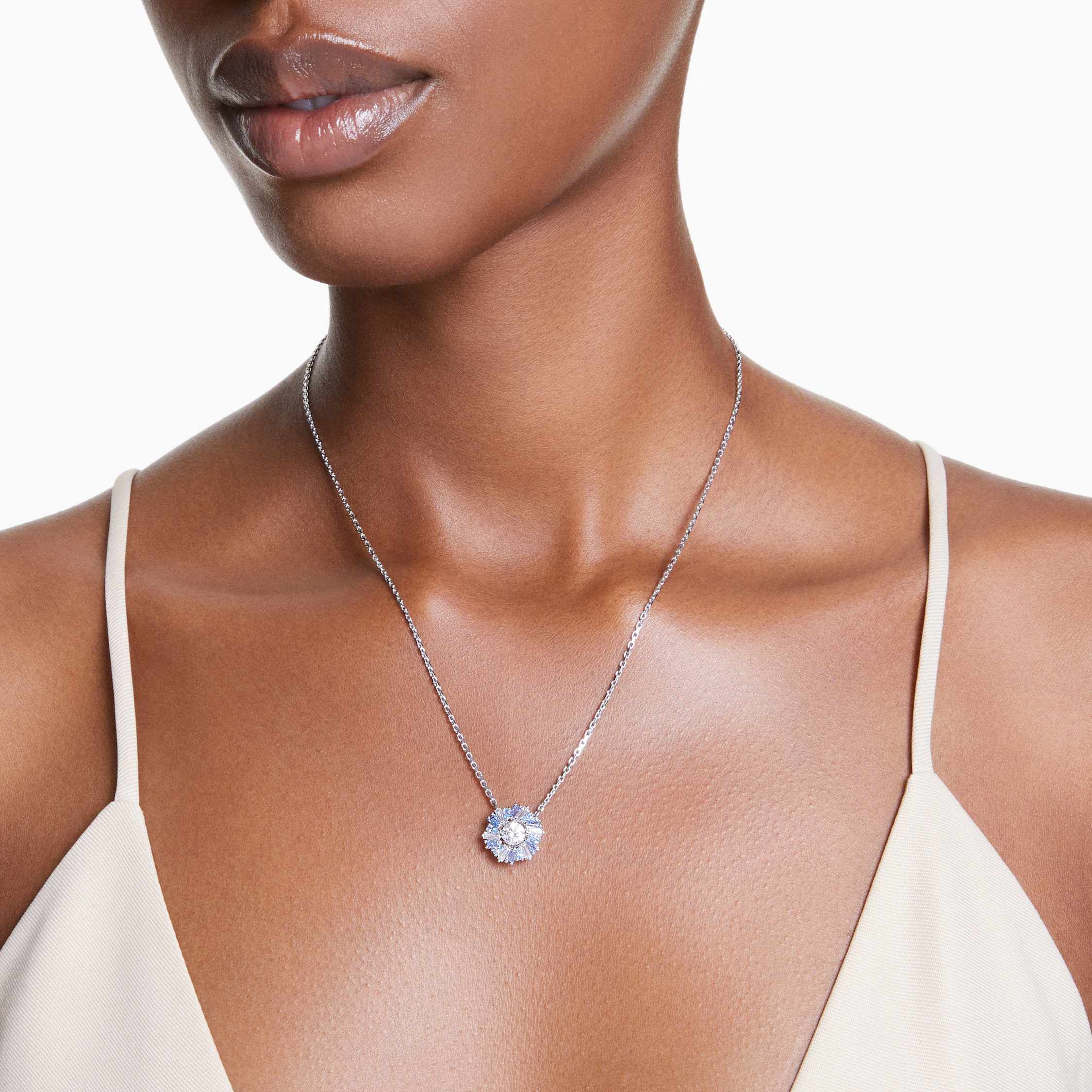 Buy Swarovski Idyllia pendant, Mixed cuts, Flower, Blue Buy Swarovski Idyllia pendant, Mixed cuts, Flower, Blue