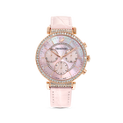 Passage Chrono Watch, Leather strap, Pink, Rose-gold tone PVD