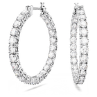 swarovski matrix hoop earrings round cut white rhodium plated