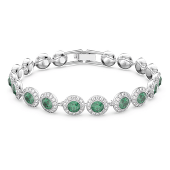 swarovski una angelic tennis bracelet round cut pav medium green rhodium plated
